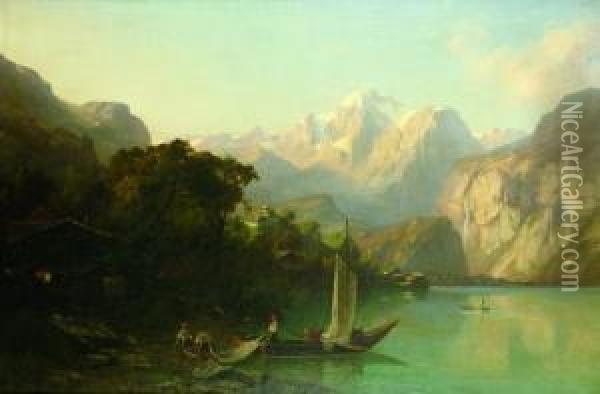 Blick Auf Den Vierwaldstatter See. Oil Painting - Franz Adolf C. Muller