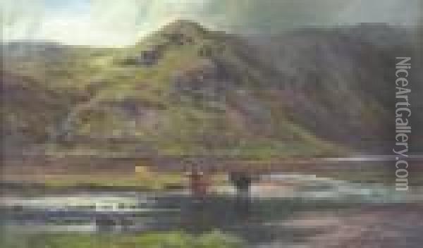 Ben Lea, Isle Of Skye From The Head Of Loch Sligachan, Low Tide Oil Painting - Louis Bosworth Hurt