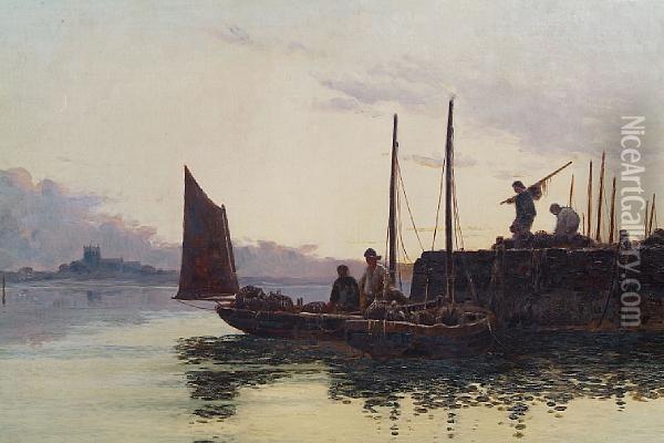 Fisherfolk At The End Of The Day Oil Painting - Walker Stuart Lloyd