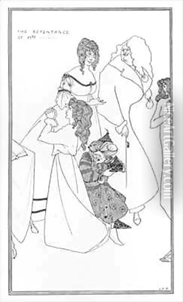 The Repentance of Mrs... Oil Painting - Aubrey Vincent Beardsley