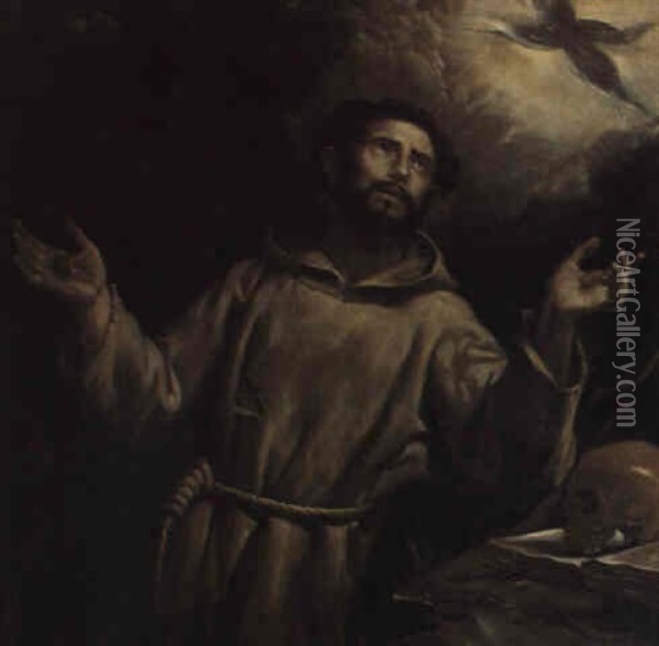 Der Heilige Franziskus Empfangt Die Wundmale Christi Oil Painting - Orazio Ferraro
