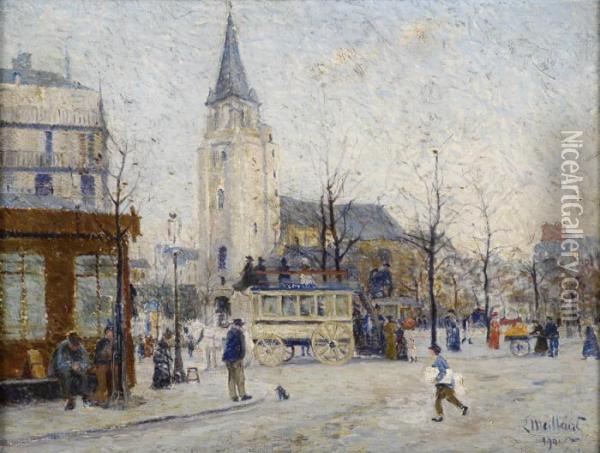 Stadtleben Um 1900. Oil Painting - Emile Maillard