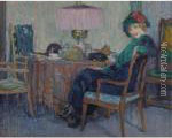 Interieur Oil Painting - Leo Gestel