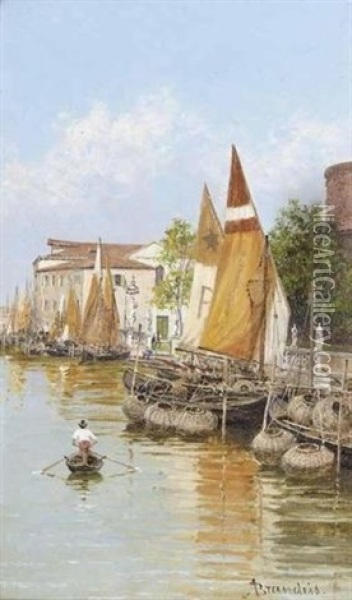 Fishing Boats, Venice Oil Painting - Antonietta Brandeis