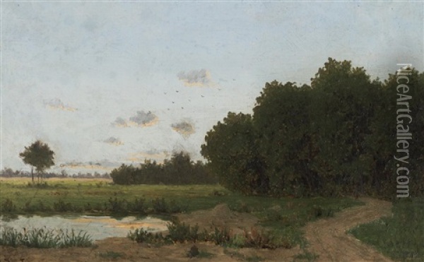 Early Evening Landscape Oil Painting - Albin Lhota