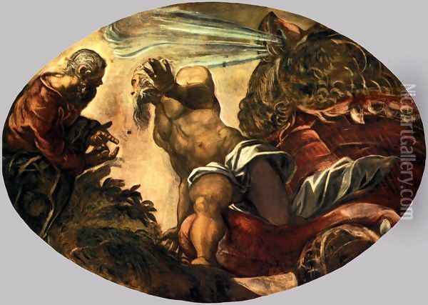 Jonah Leaves the Whale's Belly Oil Painting - Jacopo Tintoretto (Robusti)