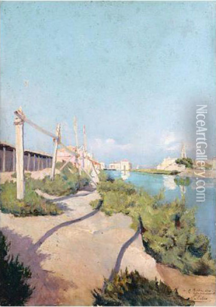 Canal De Marano, Venice Oil Painting - Paul Aubin