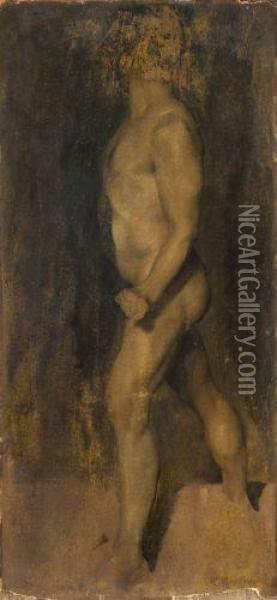 Academie D'homme De Profil Oil Painting - Hippolyte Flandrin