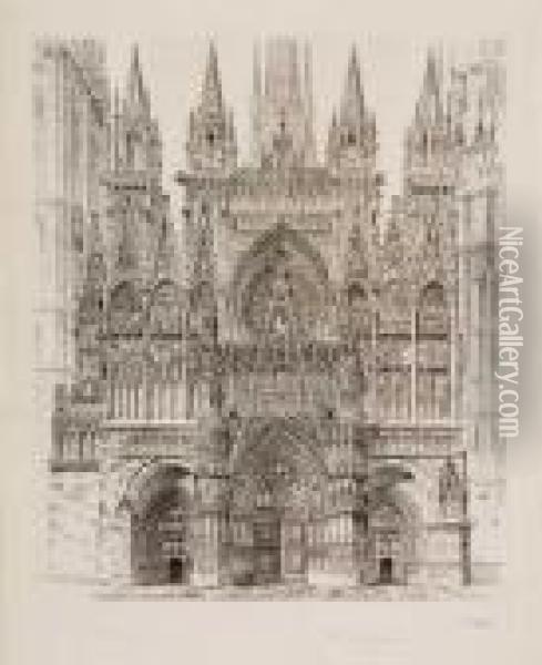 Lace In Stone, Rouen Cathedral Oil Painting - John Taylor Arms
