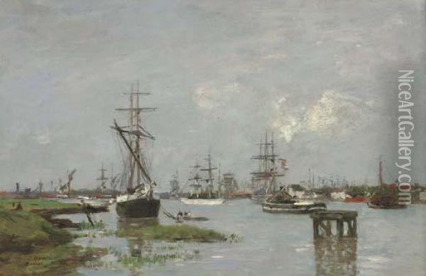 Le Port, Anvers Oil Painting - Eugene Boudin