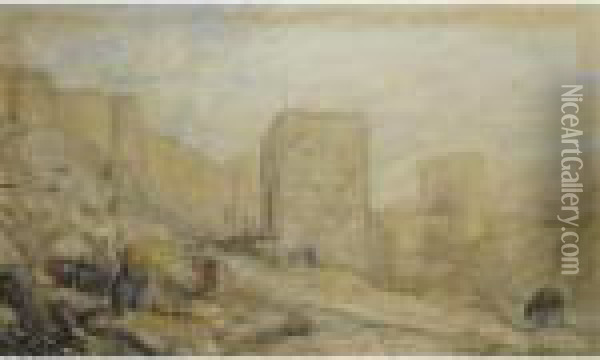 The Citadel In Cairo Oil Painting - Marius Bauer