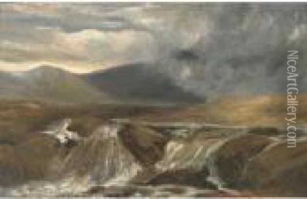 A Highland Torrent Oil Painting - Joseph Farquharson