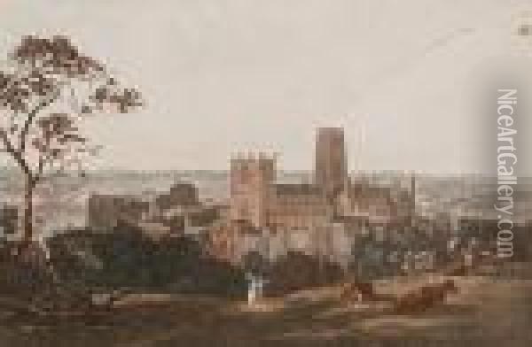 View Of Durham Cathedral And Castle Oil Painting - George Fennel Robson