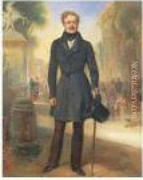 Portrait Du Prince Demidoff Au Bas Des Champs-elysees Oil Painting - Francois Gabriel G. Lepaulle