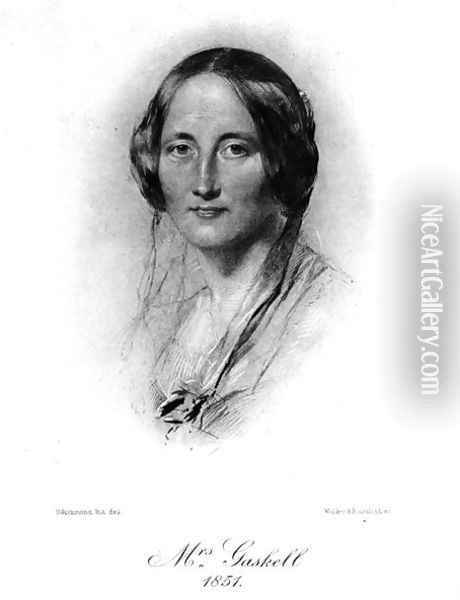Elizabeth Cleghorn Gaskell 1810-65 Oil Painting - George Richmond