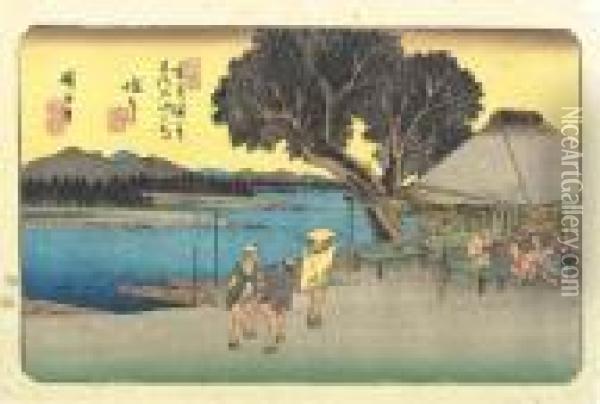 Shionata Oil Painting - Utagawa or Ando Hiroshige