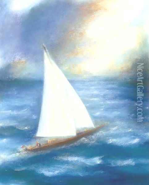 Sailing boat Oil Painting - English School