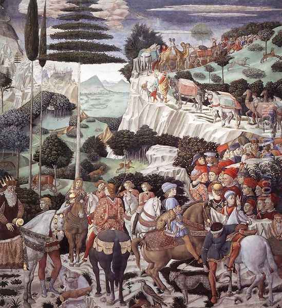 Procession of the Oldest King (west wall) 1459-60 Oil Painting - Benozzo di Lese di Sandro Gozzoli