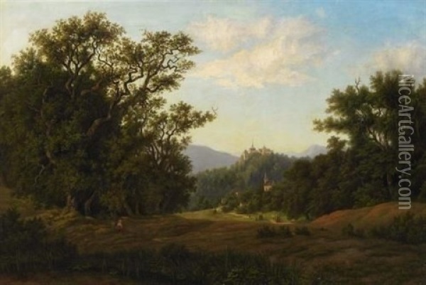 Waldlandschaft Bei Baden-baden (?) Oil Painting - Carl Ebert