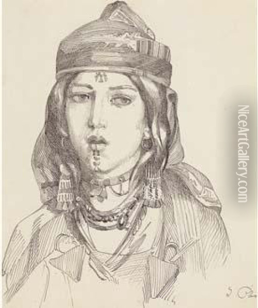 Jeune Kabyle. Oil Painting - Isidore Alexandre Augustin Pils