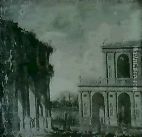 Capriccio Landscape With Ruined Classical Buildings Oil Painting - Viviano Codazzi