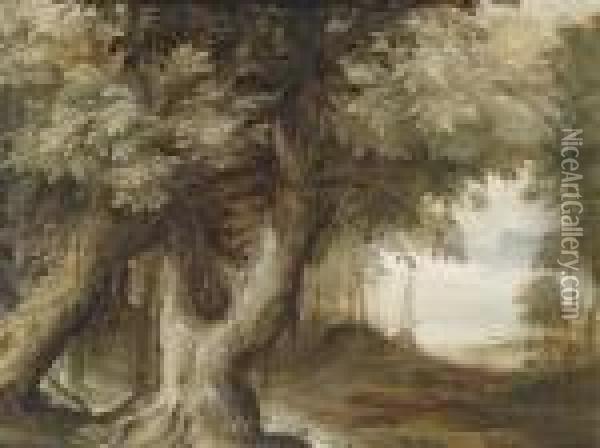Wooded Landscape With A View Of Alake Oil Painting - Paul Bril