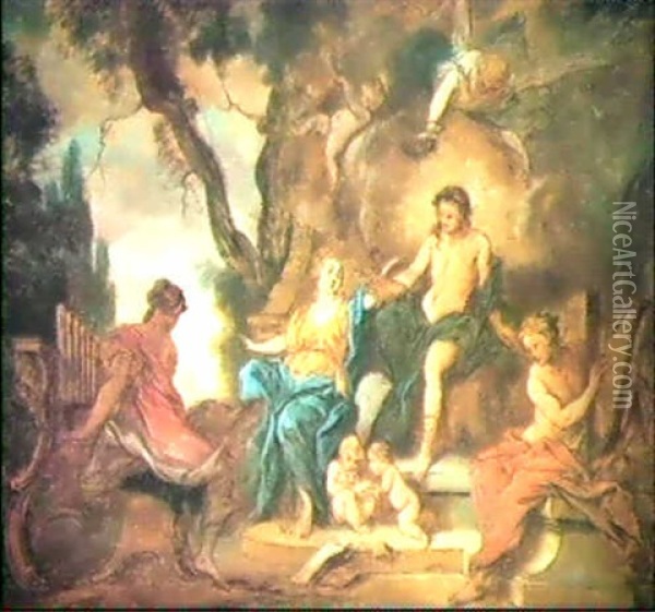 Apollon Et Les Muses Oil Painting - Nicolas Bertin