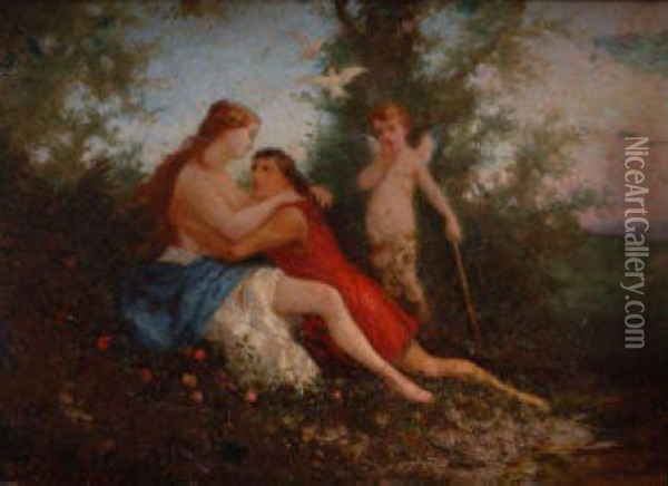 Venus Et Adonis Oil Painting - Auguste Viande Doviane