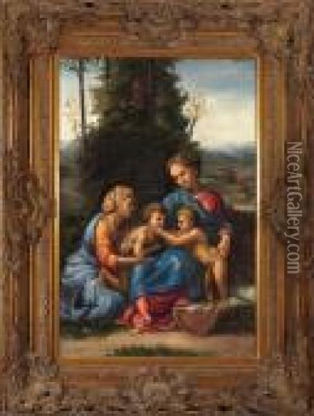 Pequena Sagrada Familia Oil Painting - Raphael (Raffaello Sanzio of Urbino)