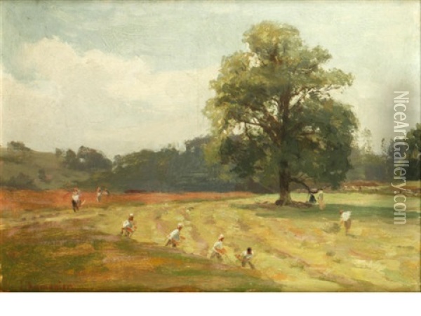 Harvesting Scene Oil Painting - James Aumonier