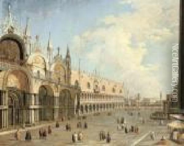 The Piazza San Marco And The Doge's Palace, Venice Oil Painting - (Giovanni Antonio Canal) Canaletto