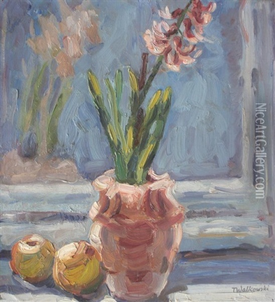 Kwiat W Wazonie Oil Painting - Tadeusz Walkowski