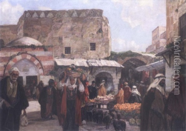 Marche A Jerusalem Oil Painting - Georg Macco
