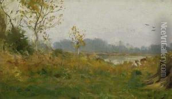 Birds Over A Field Oil Painting - Charles Harold Davis