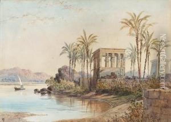 Trajan's Kiosk, Philae, Egypt Oil Painting - Henry Pilleau