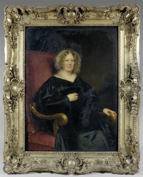 Portrait De La Marquise Douairiere De Croix, Nee Eugenie De Vasse, Epouse De Charles-lidwine, Marquis De Croix Oil Painting - Claude Marie Dubufe