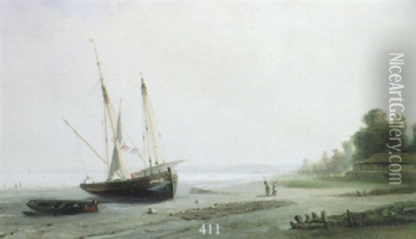 Goellette Et Barque De Peche Au Mouillage Oil Painting - Paul Charles Emmanuel Gallard-Lepinay