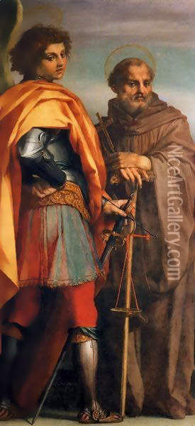 Sts Michael and John Gualbert Oil Painting - Andrea Del Sarto
