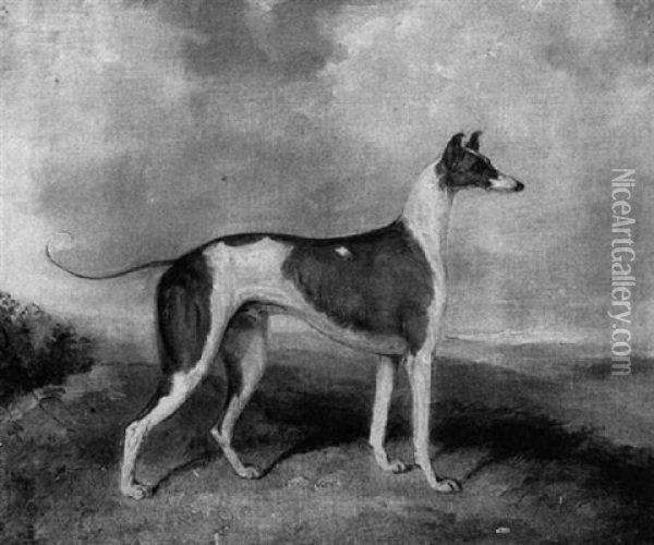 A Greyhound In A Landscape Oil Painting - Richard Ansdell