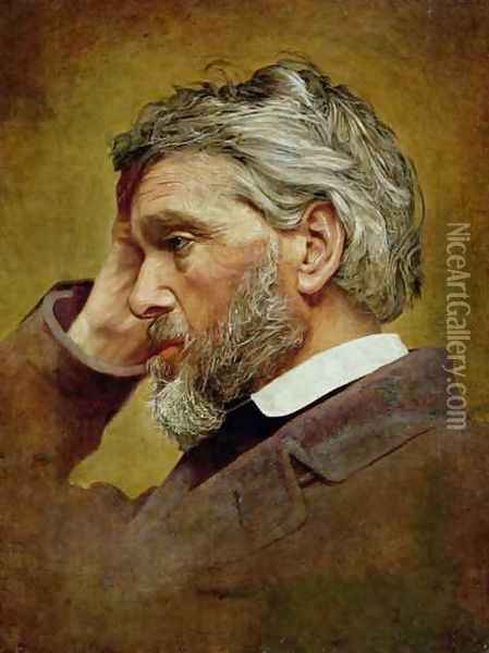 Portrait of Thomas Carlyle 1795-1881 Oil Painting - T. Henderson