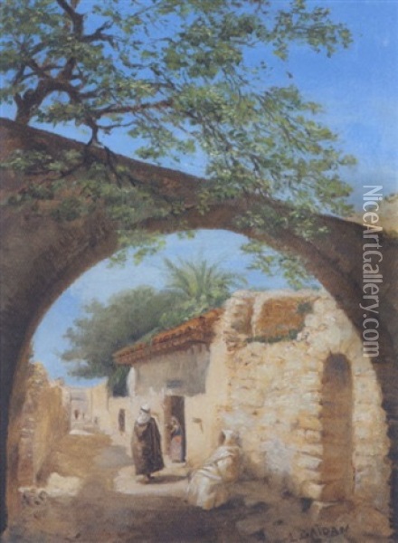 Repos A L'entree Du Village Oil Painting - Louis Gaidan
