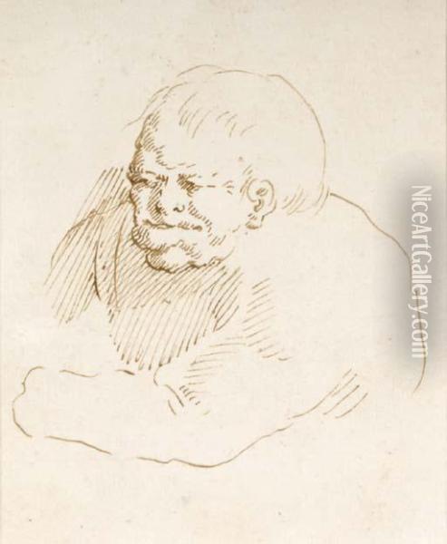 Caricature Of A Grotesque Oil Painting - Pietro Novelli Il Monrealese