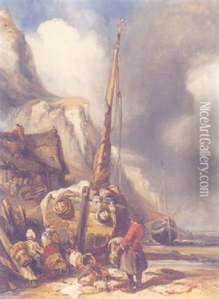 Le Port Oil Painting - Louis-Gabriel-Eugene Isabey