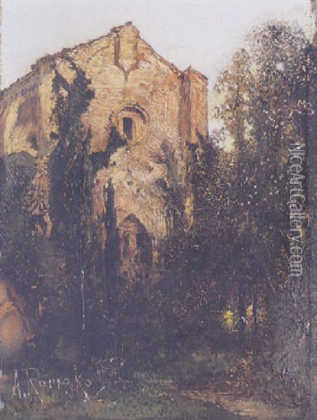 The Church Of St. Elena, Venice Oil Painting - Anton Romako