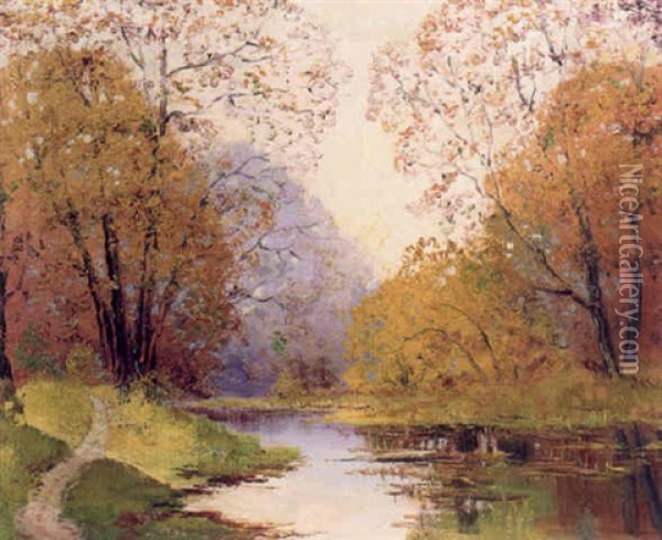 Autumn Stream Oil Painting - Ernest Fredericks
