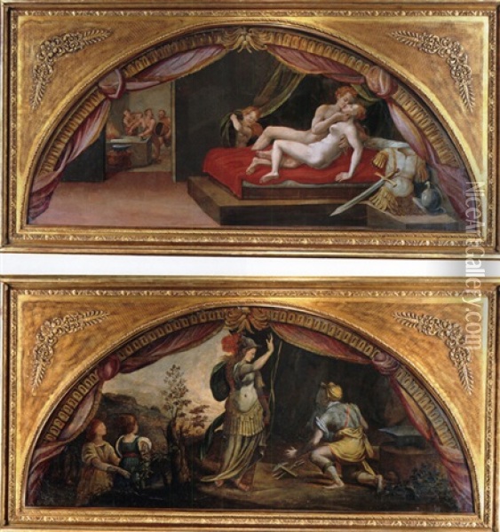Szenen Der Mythologie (4 Works) Oil Painting - Francesco del Rossi (Salviati)
