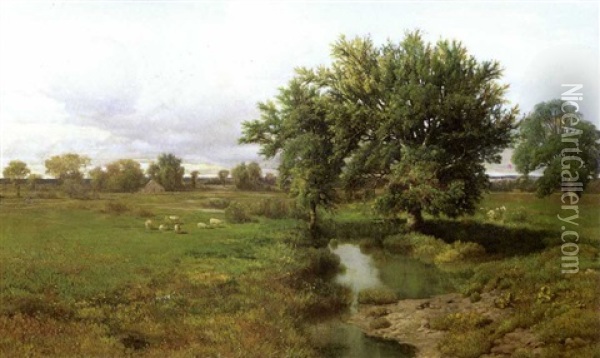 Pasture Stream Oil Painting - William Mason Brown