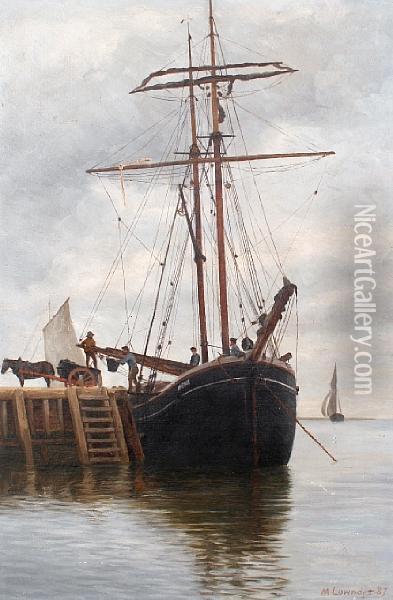 Unloading The Ship Oil Painting - M. Lowndes
