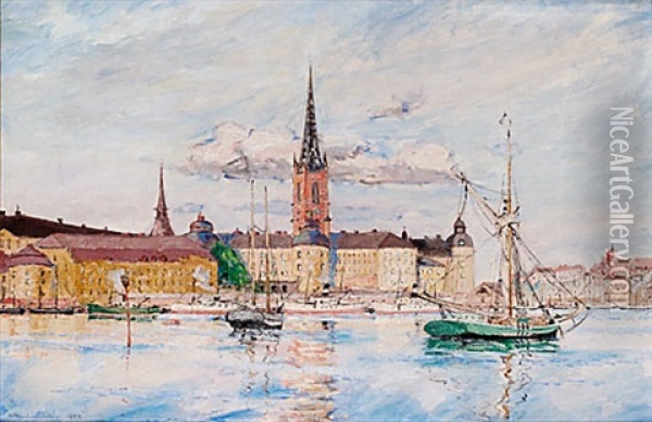 Riddarfjarden - Stockholm Oil Painting - Rikard Lindstroem