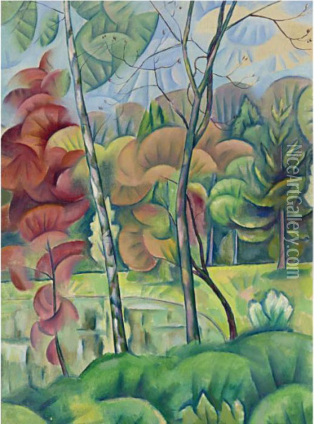 Le Bois En Automne Oil Painting - Vladimir Baranoff-Rossine